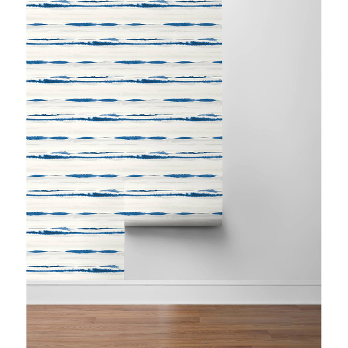 Lillian August Peel &amp; Stick Horizon Stripe Blue Oasis Wallpaper image 3 of 3