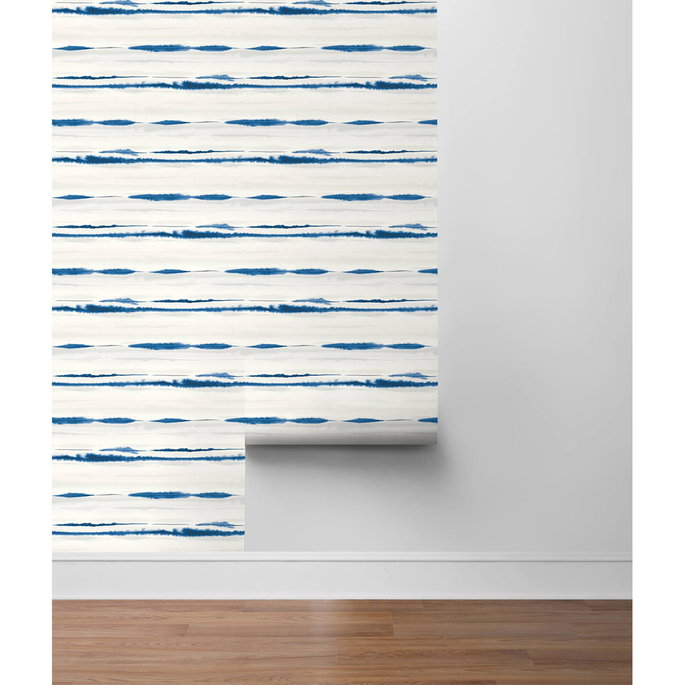 Lillian August Peel &amp; Stick Horizon Stripe Blue Oasis Wallpaper image 3 of 3