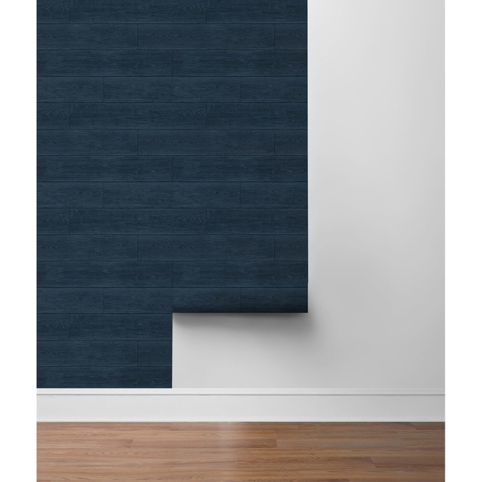 Lillian August Peel &amp; Stick Rustic Shiplap Denim Blue Wallpaper image 4 of 4