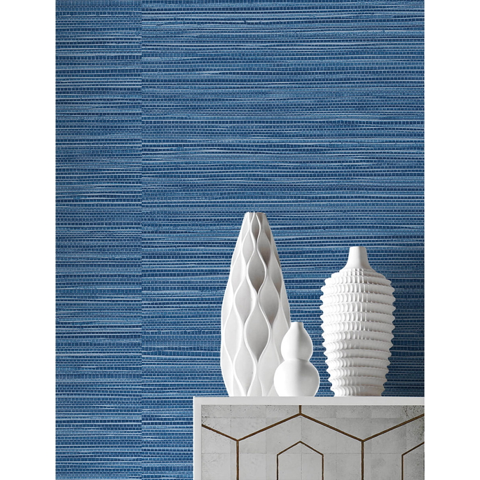 Lillian August Peel &amp; Stick Luxe Sisal Coastal Blue Wallpaper image 3 of 4