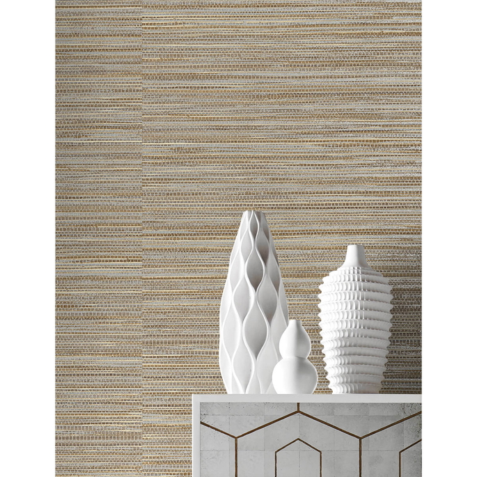 Lillian August Peel &amp; Stick Luxe Sisal Pashmina &amp; Metallic Silver Wallpaper image 3 of 4