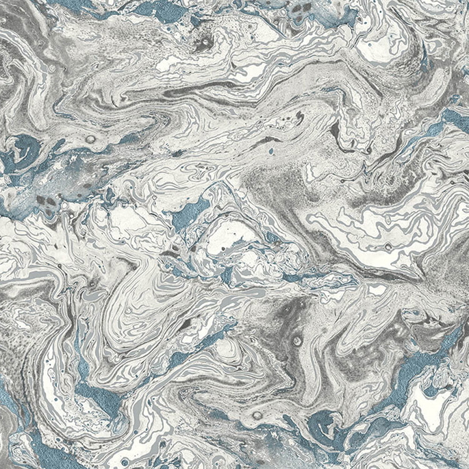 Lillian August Peel &amp; Stick Faux Marble Lunar Rock &amp; Cerulean Wallpaper image 1 of 4