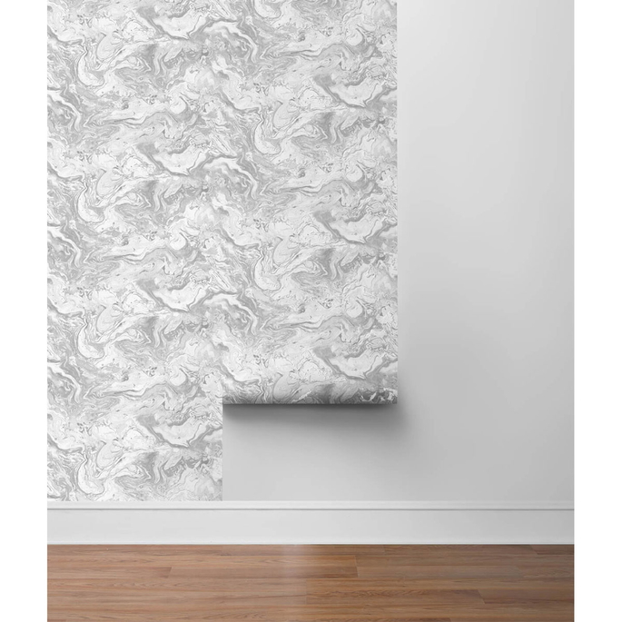 Lillian August Peel &amp; Stick Faux Marble Calcutta &amp; Metallic Silver Wallpaper image 4 of 4