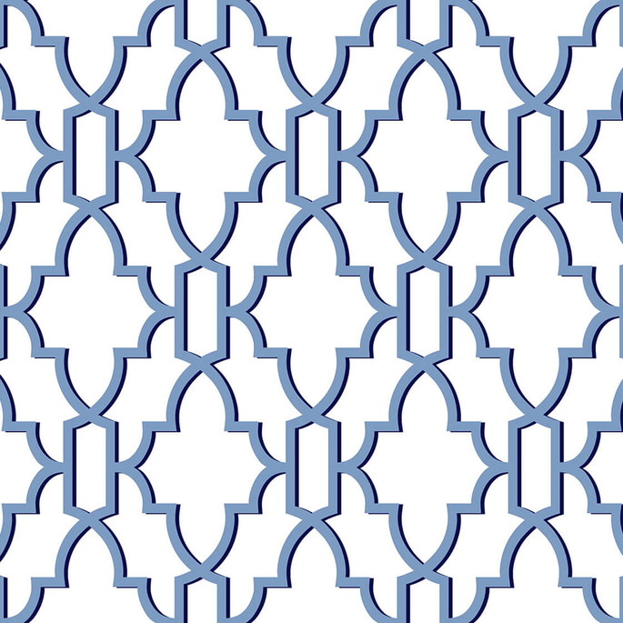 Lillian August Peel &amp; Stick Coastal Lattice Riviera Blue Wallpaper image 1 of 4