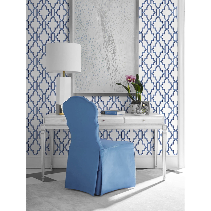 Lillian August Peel &amp; Stick Coastal Lattice Riviera Blue Wallpaper image 2 of 4