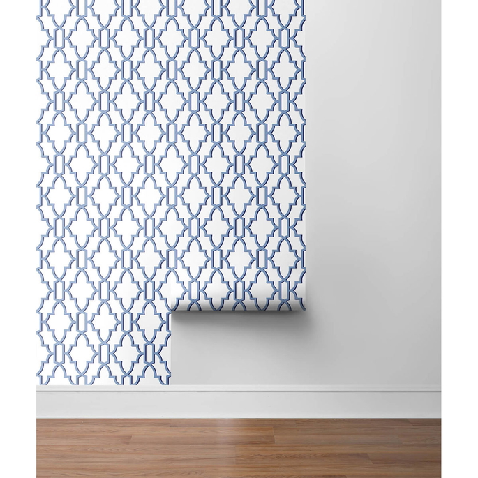 Lillian August Peel &amp; Stick Coastal Lattice Riviera Blue Wallpaper image 4 of 4