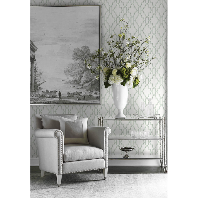 Lillian August Peel &amp; Stick Coastal Lattice Seaglass Wallpaper image 2 of 5