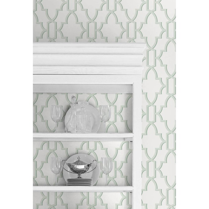 Lillian August Peel &amp; Stick Coastal Lattice Seaglass Wallpaper image 4 of 5
