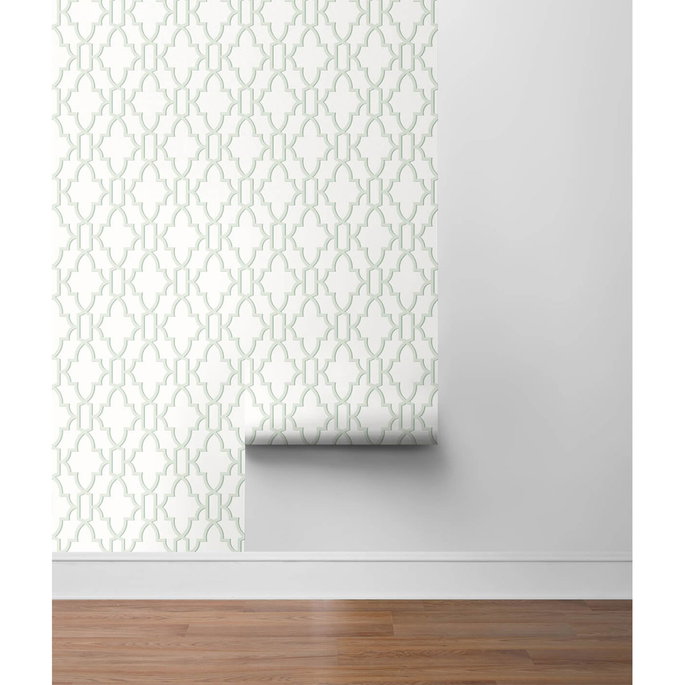 Lillian August Peel &amp; Stick Coastal Lattice Seaglass Wallpaper image 5 of 5