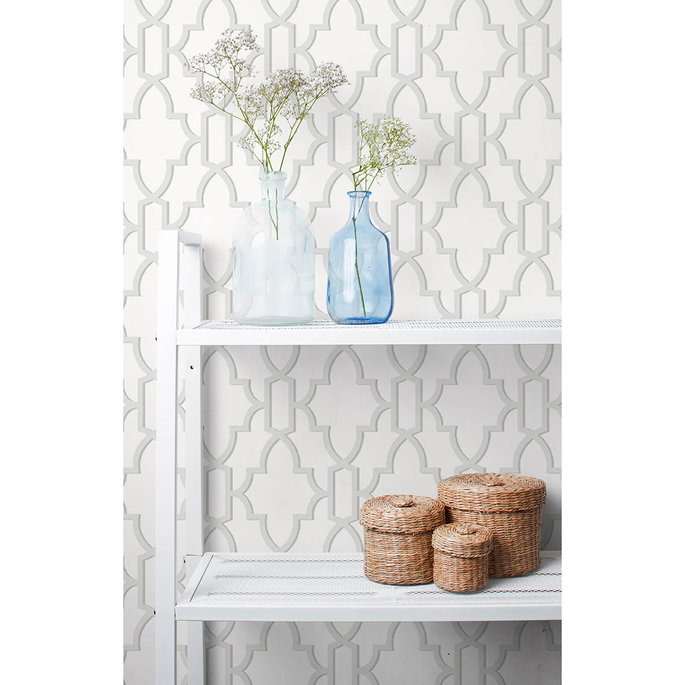 Lillian August Peel &amp; Stick Coastal Lattice Harbor Mist Wallpaper image 3 of 5