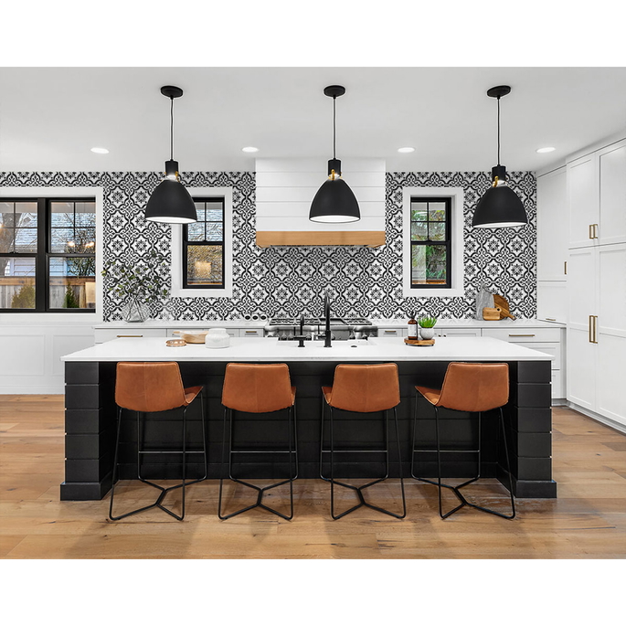 Lillian August Peel &amp; Stick Porto Tile Onyx Wallpaper image 2 of 4