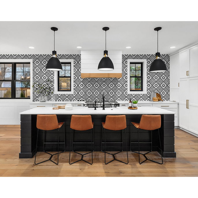 Lillian August Peel &amp; Stick Porto Tile Onyx Wallpaper image 2 of 4