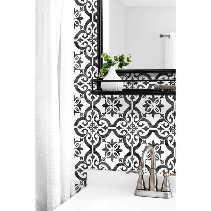 Lillian August Peel &amp; Stick Porto Tile Onyx Wallpaper image 3 of 4