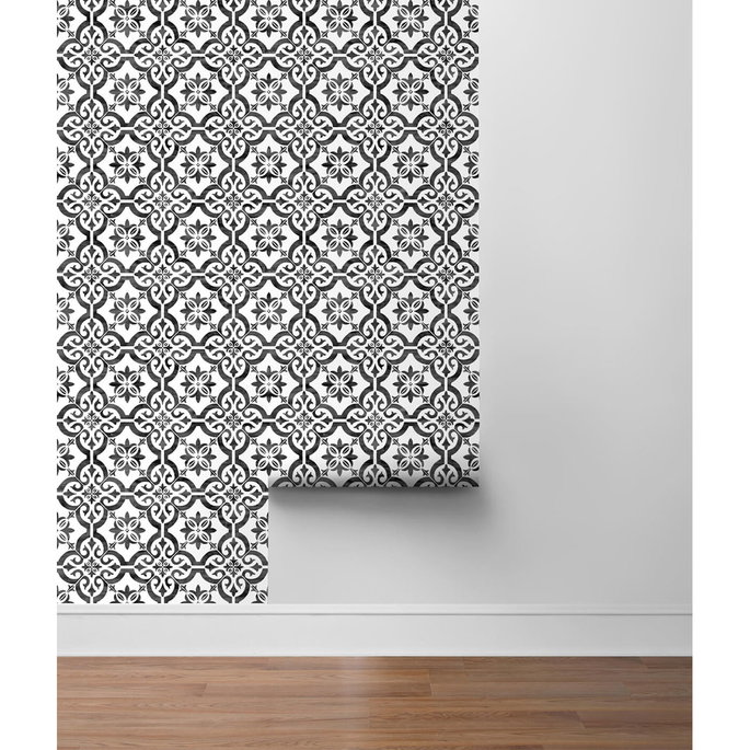 Lillian August Peel &amp; Stick Porto Tile Onyx Wallpaper image 4 of 4