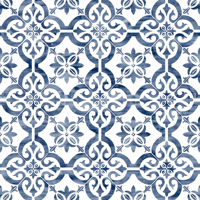 Lillian August Peel &amp; Stick Porto Tile Riviera Blue Wallpaper image 1 of 4