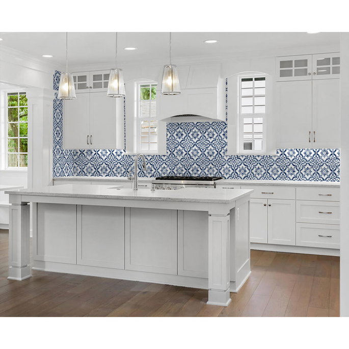 Lillian August Peel &amp; Stick Porto Tile Riviera Blue Wallpaper image 2 of 4