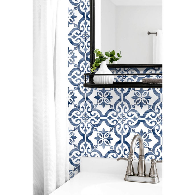 Lillian August Peel &amp; Stick Porto Tile Riviera Blue Wallpaper image 3 of 4