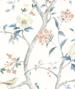 Lillian August Peel & Stick Floral Trail Melon & Carolina Blue Wallpaper