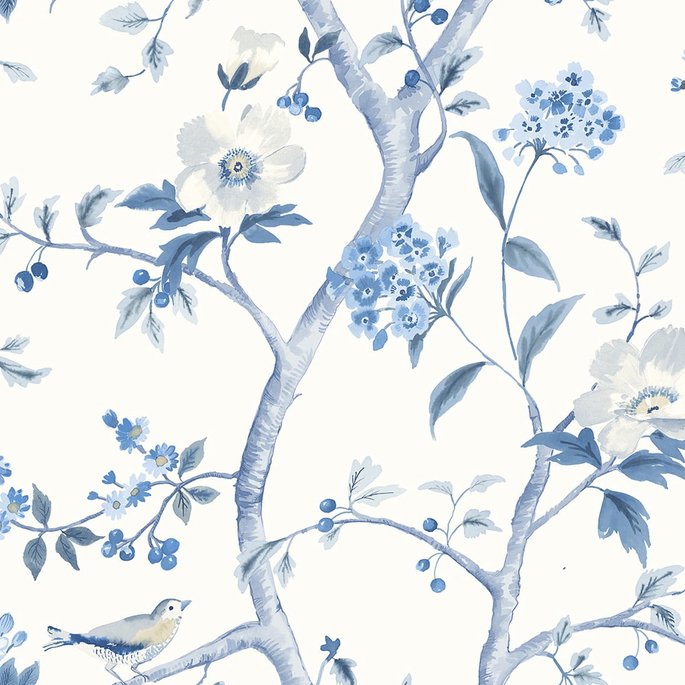 Lillian August Peel &amp; Stick Floral Trail Bluestone Wallpaper image 1 of 4