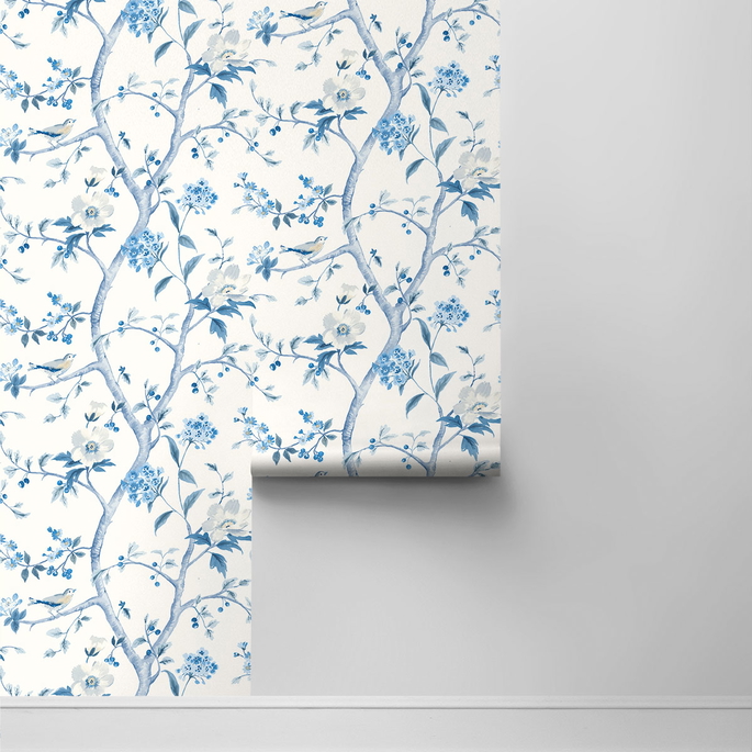 Lillian August Peel &amp; Stick Floral Trail Bluestone Wallpaper image 2 of 4