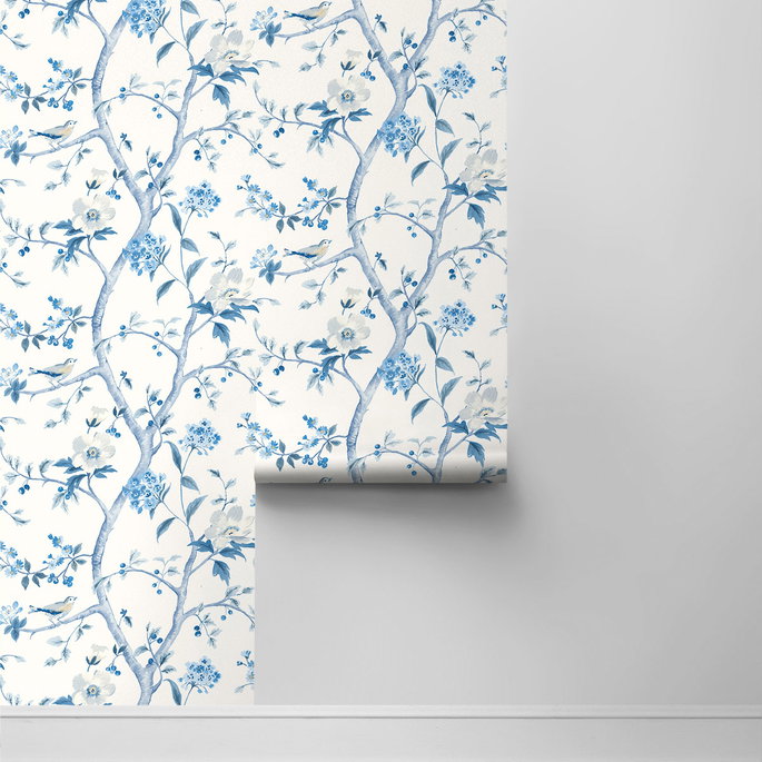 Lillian August Peel &amp; Stick Floral Trail Bluestone Wallpaper image 2 of 4