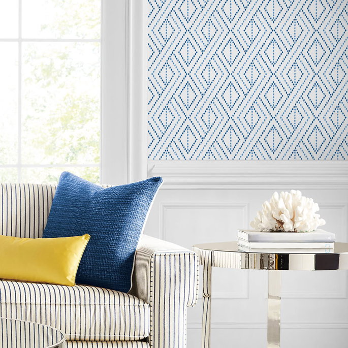 Lillian August Peel &amp; Stick Boho Grid Denim Blue Wallpaper image 3 of 4