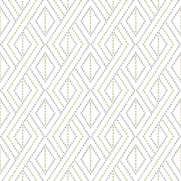 Lillian August Peel &amp; Stick Boho Grid Argos Grey &amp; Yellow Wallpaper image 1 of 4