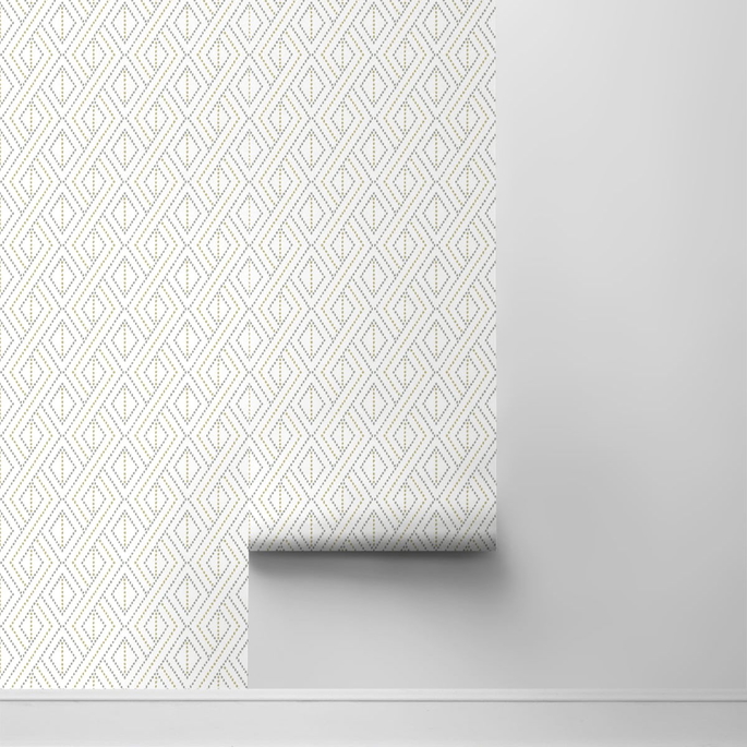 Lillian August Peel &amp; Stick Boho Grid Argos Grey &amp; Yellow Wallpaper image 2 of 4