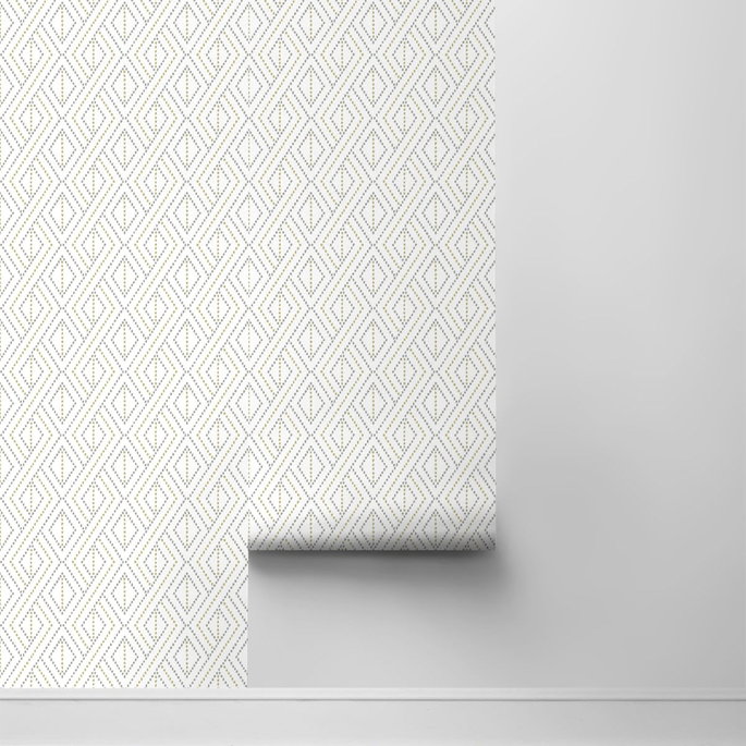 Lillian August Peel &amp; Stick Boho Grid Argos Grey &amp; Yellow Wallpaper image 2 of 4