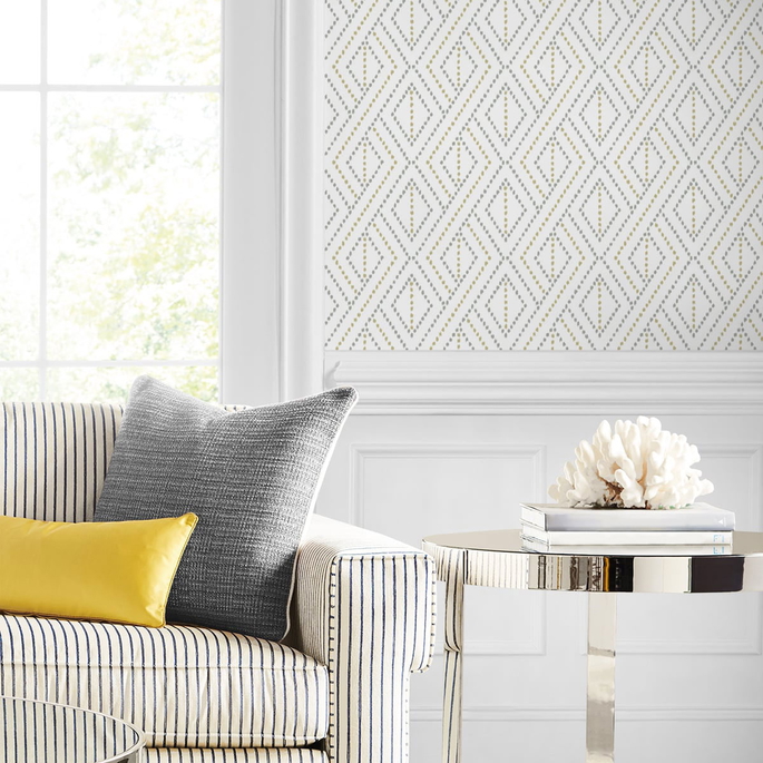 Lillian August Peel &amp; Stick Boho Grid Argos Grey &amp; Yellow Wallpaper image 3 of 4