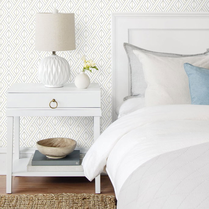 Lillian August Peel &amp; Stick Boho Grid Argos Grey &amp; Yellow Wallpaper image 4 of 4