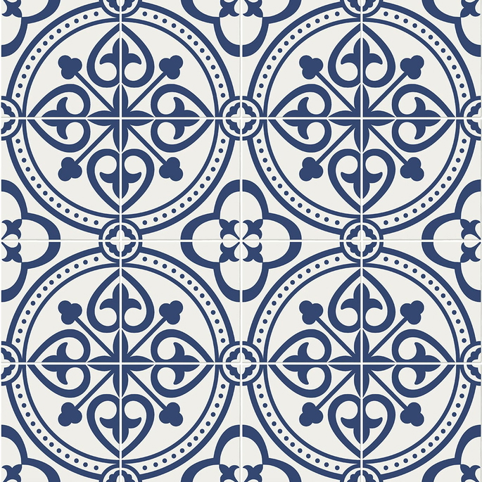 Lillian August Peel &amp; Stick Villa Mar Tile Denim Blue Wallpaper image 1 of 4