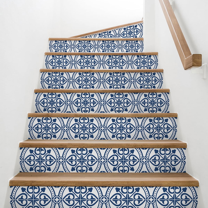 Lillian August Peel &amp; Stick Villa Mar Tile Denim Blue Wallpaper image 3 of 4