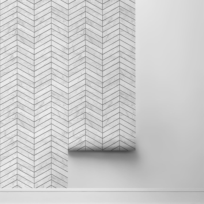 Lillian August Peel &amp; Stick Marbled Chevron Calcutta &amp; Charcoal Wallpaper image 2 of 4