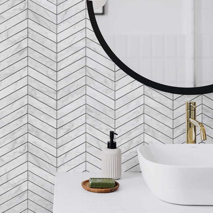 Lillian August Peel &amp; Stick Marbled Chevron Calcutta &amp; Charcoal Wallpaper image 3 of 4