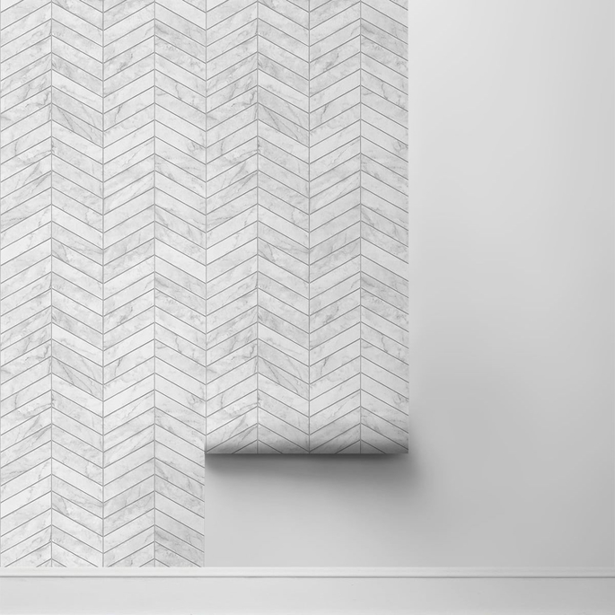 Lillian August Peel &amp; Stick Marbled Chevron Calcutta &amp; Argos Grey Wallpaper image 2 of 4