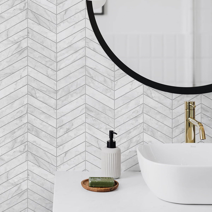 Lillian August Peel &amp; Stick Marbled Chevron Calcutta &amp; Argos Grey Wallpaper image 3 of 4