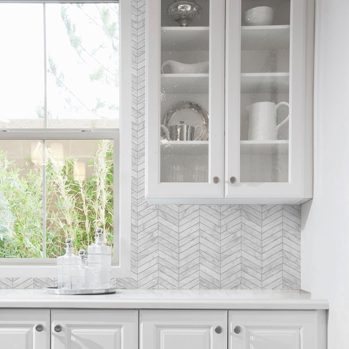 Lillian August Peel &amp; Stick Marbled Chevron Calcutta &amp; Argos Grey Wallpaper image 4 of 4