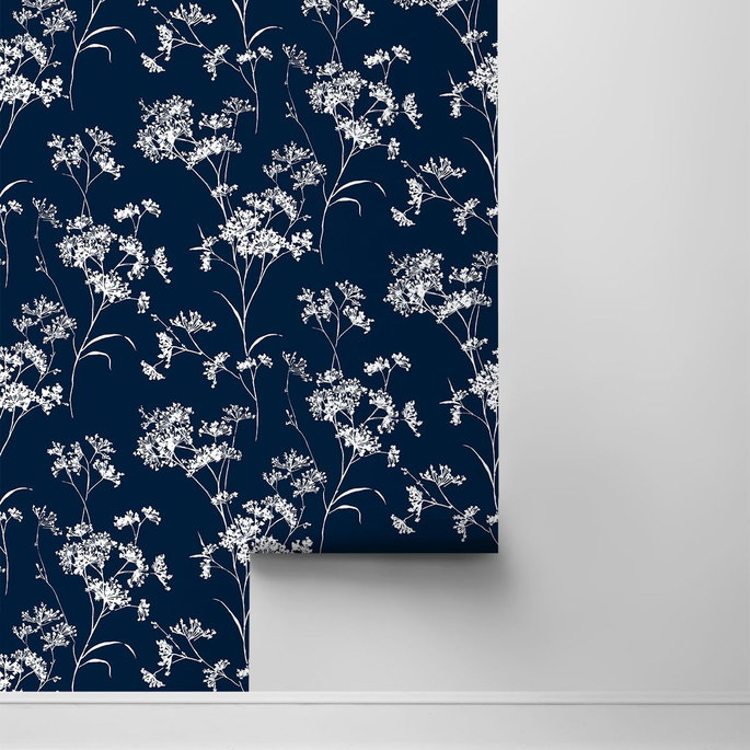 Lillian August Peel &amp; Stick Floral Mist Hampton Blue Wallpaper image 2 of 4