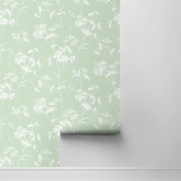Lillian August Peel &amp; Stick Floral Mist Seacrest Green Wallpaper image 2 of 4