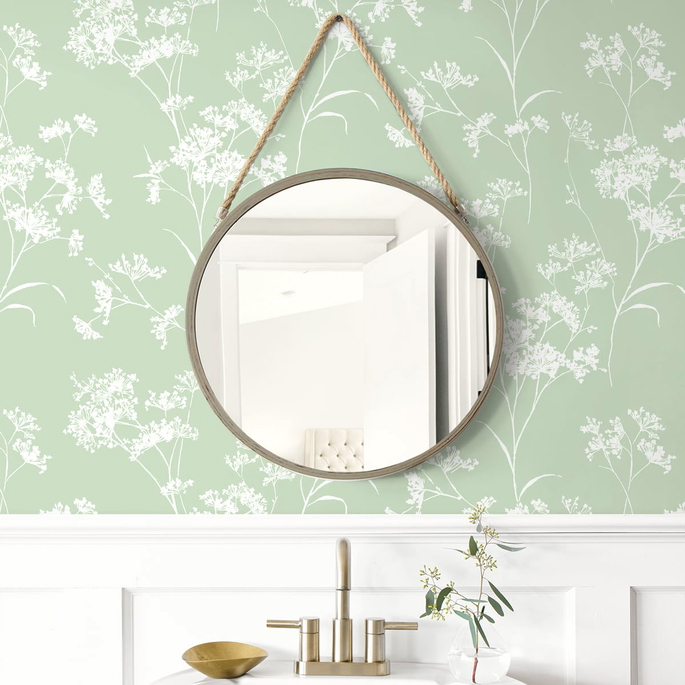 Lillian August Peel &amp; Stick Floral Mist Seacrest Green Wallpaper image 3 of 4