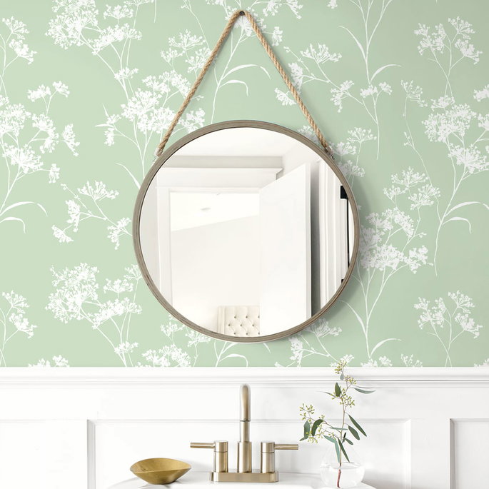 Lillian August Peel &amp; Stick Floral Mist Seacrest Green Wallpaper image 3 of 4