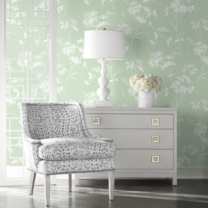Lillian August Peel &amp; Stick Floral Mist Seacrest Green Wallpaper image 4 of 4
