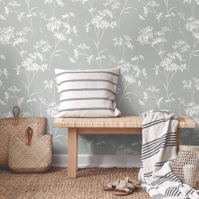 Lillian August Peel &amp; Stick Floral Mist Alloy Wallpaper image 4 of 4