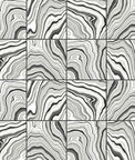 Lillian August Peel & Stick Marbled Tile Ebony & Metallic Silver Wallpaper