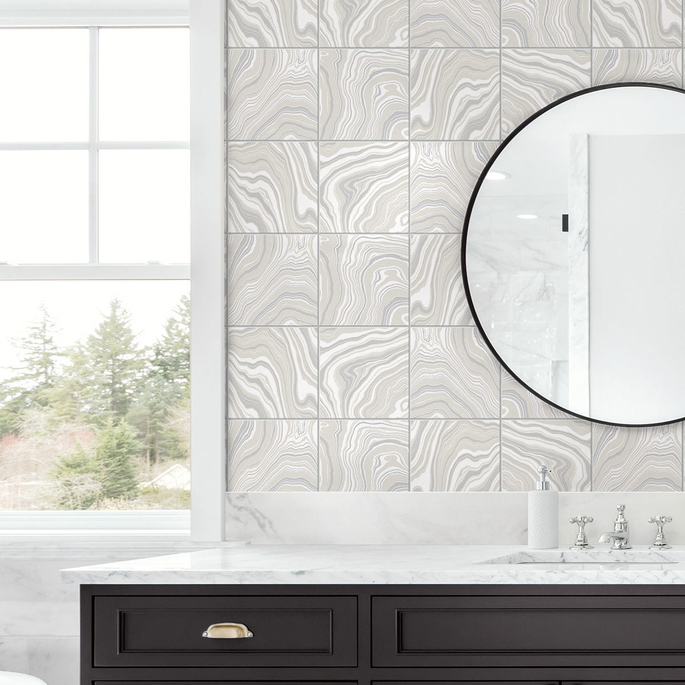 Lillian August Peel &amp; Stick Marbled Tile Quartz Wallpaper image 4 of 4