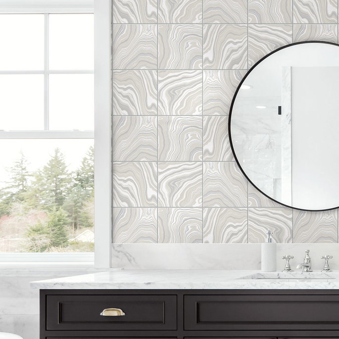 Lillian August Peel &amp; Stick Marbled Tile Quartz Wallpaper image 4 of 4