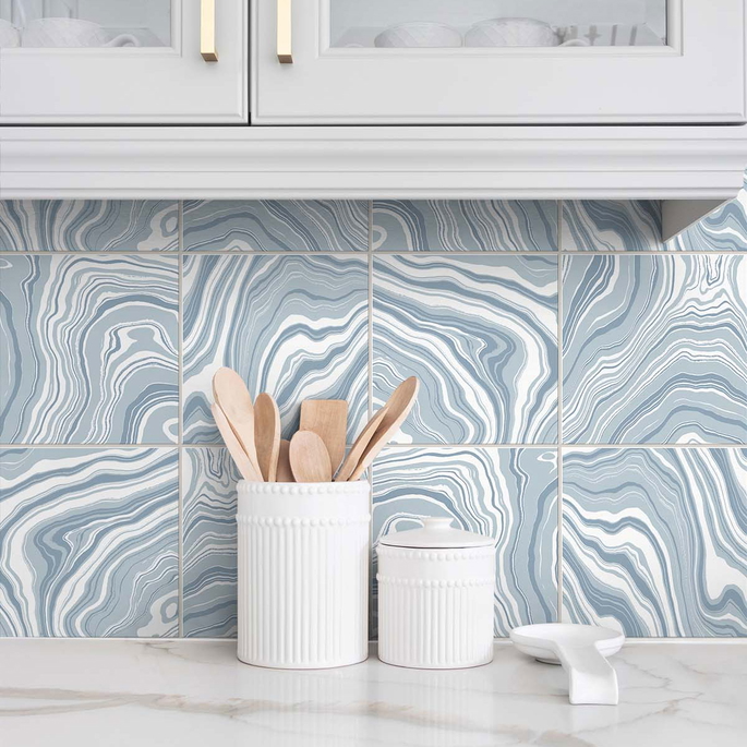 Lillian August Peel &amp; Stick Marbled Tile Lakeside Wallpaper image 4 of 4