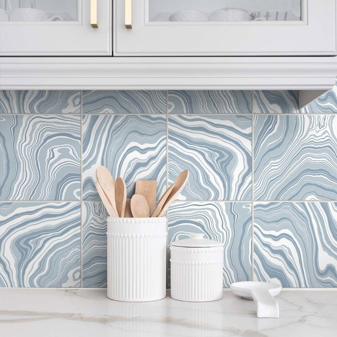 Lillian August Peel &amp; Stick Marbled Tile Lakeside Wallpaper image 4 of 4