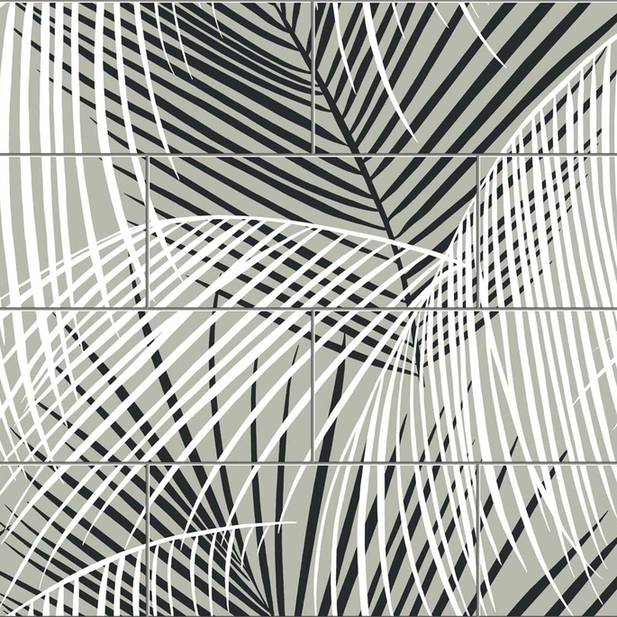Lillian August Peel &amp; Stick Palm Tile Ebony &amp; Fieldstone Wallpaper image 1 of 4
